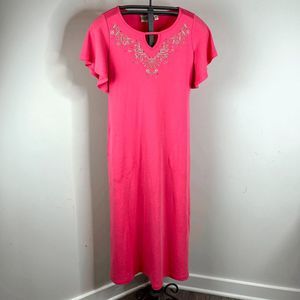 Quacker Factory Pink Floral Gem Sparkle Maxi Dress Size XSP